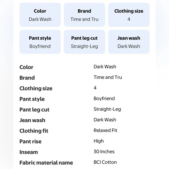 👖🌼2 for $45🌼👖 NWT Classic Relaxed fit Straight Leg Tuxedo Jeans in Dark Blue - Picture 7 of 10